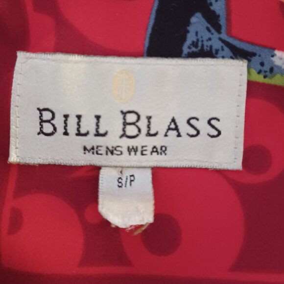 Bill Blass Shirt Men S Red Button Down Short Sleeve Cocktails Martini Fun - Picture 6 of 7